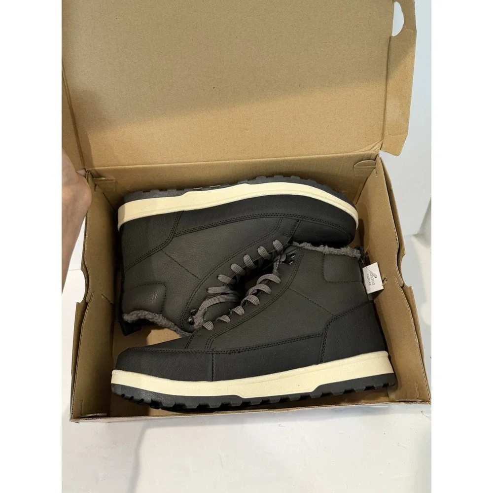Weatherproof Men's Faux Fur Lined Lace Up Boots Dark Gray  11 Hiking Walking Y2K
